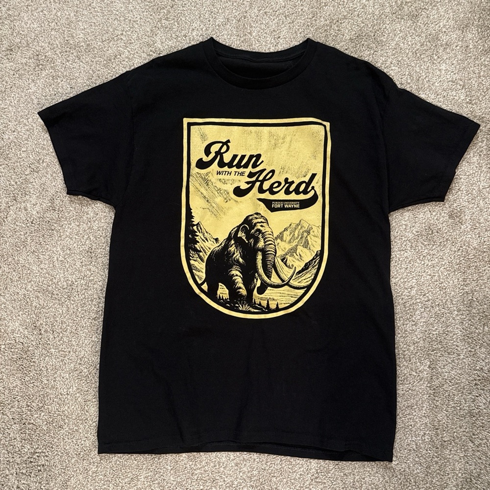 Run with the Herd Mammoth Graphic Tee - Black & Yellow
